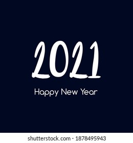 Vector Hand number lettering of 2021. Happy New Year of the Ox. Greeting card design with calligraphy for holiday. Vector illustration