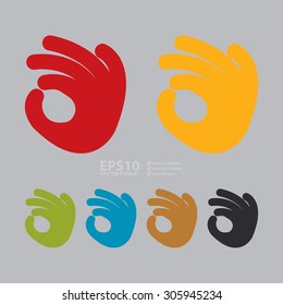 Vector : Hand OK Infographics Flat Icon, Sign