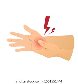 Vector of hand pain- rubbing hand.