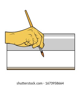 vector hand with paint brush and painting pad