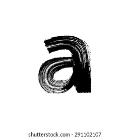 Vector hand paint letter a. Hand drawn letter with dry brush. Lower case
