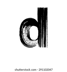 Vector hand paint letter d. Hand drawn letter with dry brush. Lower case
