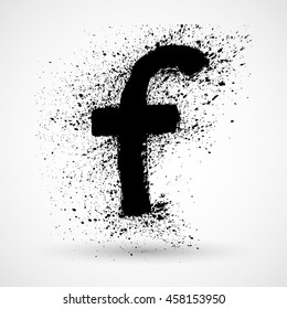 Vector hand paint letter f. Hand drawn letter with dry brush. Lower case