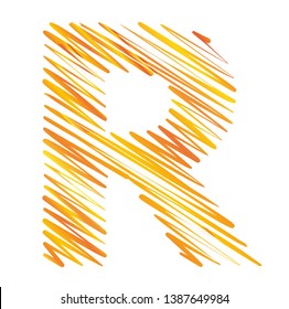 Vector hand paint letter R. Hand drawn style with dry pen.
