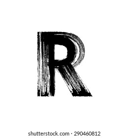 Vector hand paint letter R. Hand drawn letter with dry brush.