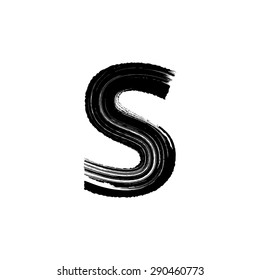 Vector hand paint letter S. Hand drawn letter with dry brush.