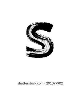 Vector hand paint letter s. Hand drawn letter with dry brush. Lower case
