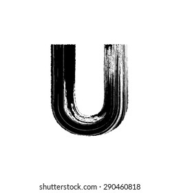 Vector hand paint letter U. Hand drawn letter with dry brush.