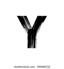 Vector hand paint letter Y. Hand drawn letter with dry brush.