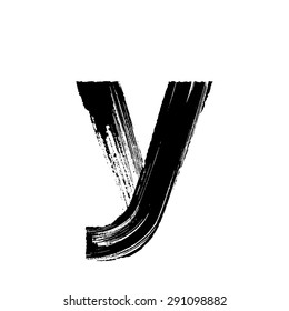 Vector hand paint letter y. Hand drawn letter with dry brush. Lower case
