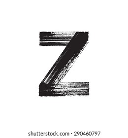 Vector hand paint letter Z. Hand drawn letter with dry brush.