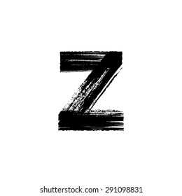 Letra z de la pintura de la mano del vector. Carta dibujada a mano con pincel seco. Maleta inferior

