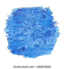 vector hand painted abstract watercolor painting - jeans denim deep blue colored stain isolated on white background
