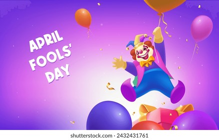 Vector hand painted April Fool's Day celebration banner horizontal template