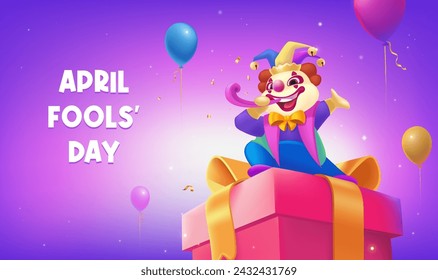 Vector hand painted April Fool's Day celebration banner horizontal template