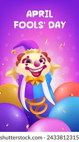 Vector hand painted April Fool's Day celebration vertical poster template
