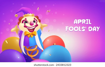 Vector hand painted April Fool's Day celebration banner horizontal template