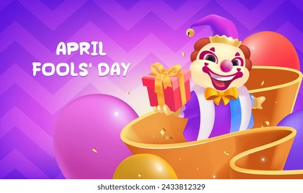 Vector hand painted April Fool's Day celebration banner horizontal template