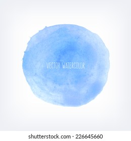 Vector hand painted blue round watercolor background