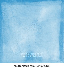 Vector Hand Painted Blue Watercolor Background