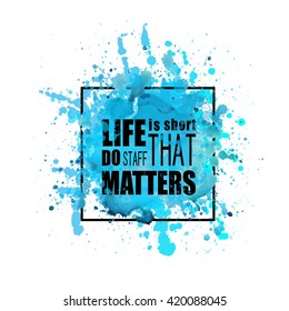 Vector hand painted blue watercolor background template. 