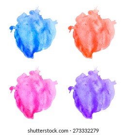 vector hand painted colorful watercolor stains isolated on white background