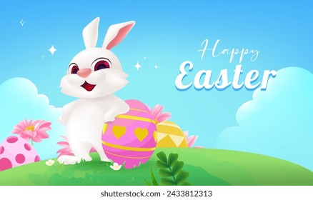 Vector hand painted Easter celebration banner horizontal template