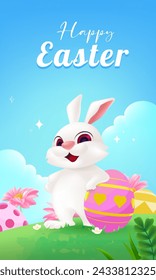 Vector hand painted Easter celebration vertical poster template