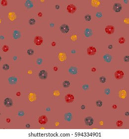 Vector hand painted flowers on a pink background. Seamless pattern with little flowers.