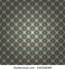 Vector hand painted flowers. Seamless pattern with little flowers in brown, gray and green colors.