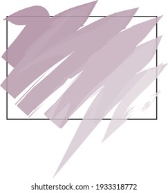 Vector hand painted graphic geometry illustration with pink brush stroke and black border frame composition on the transparent background for design elements