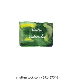 Vector hand painted green watercolor background template
