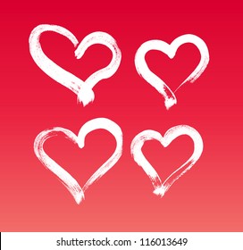 Vector hand painted hearts collection