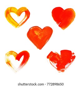 Vector hand painted hearts collection