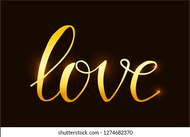 Vector hand painted illustration of love lettering text. Drawn Valentines Day romantic typography for cute greeting postcard, card template, icon, flyer, invitation, site banner. EPS 10