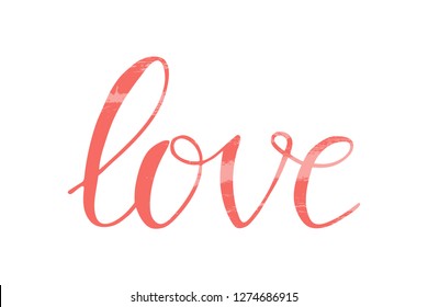 Vector hand painted illustration of love lettering text. Drawn Valentines Day romantic typography for cute greeting postcard, card template, icon, flyer, invitation, site banner. EPS 10