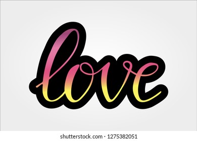 Vector hand painted illustration of love lettering text. Drawn Valentines Day romantic typography for cute greeting postcard, card template, icon, flyer, invitation, site banner. EPS 10