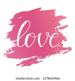 Vector hand painted illustration of love lettering text. Drawn Valentines Day romantic typography for cute greeting postcard, card template, icon, flyer, invitation, site banner. EPS 10