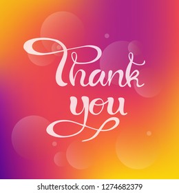 Vector hand painted illustration of thank you lettering text. Handwritten calligraphy. Drawn beautiful  typography for cute invitation, greeting postcard, t shirt print, design card template, flyer