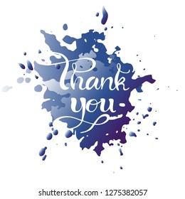 Vector hand painted illustration of thank you lettering text. Handwritten calligraphy. Drawn beautiful  typography for cute invitation, greeting postcard, t shirt print, design card template, flyer