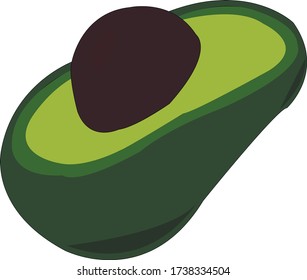 Vector handgemalt Natur gesunde Lebensmittel Illustration mit grünen Avocado Frucht mit braunem Knochen auf der weißen Hintergrund Symbol Zusammensetzung