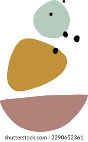 Tonos de tierra orgánica de color verde pintados a mano con vectores, conjuntos de ilustraciones geométricas minimalistas de formas, círculos y puntos. Ideal para imprimir, pegatinas, afiches, collage, decoración casera y otros.