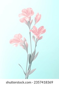 Vector hand painted pink freesia