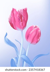 Vector hand painted pink tulips