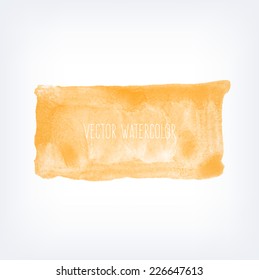 Vector hand painted rectangular yellow watercolor background