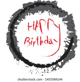 
Vector hand painted red with black color greeting card - Happy birthday-EPS 10