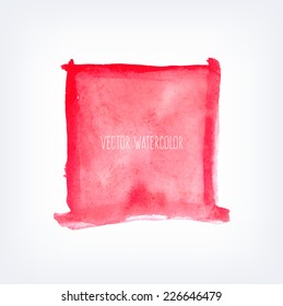 Vector hand painted red watercolor square background