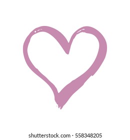 Vector hand painted sign of heart. Ink and brush.