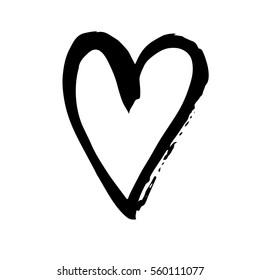 Vector hand painted sign of heart. Ink and brush.