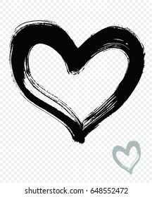 Vector hand painted sign of heart. Black ink vector brush strokes